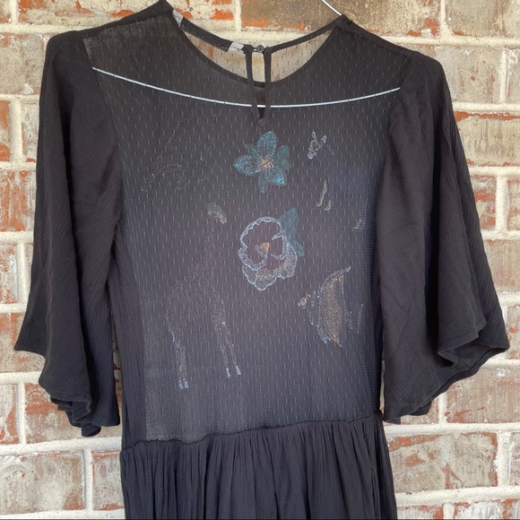 Zara Basic Rare Embroidered Animal Mesh Back Maxi - Picture 8 of 16